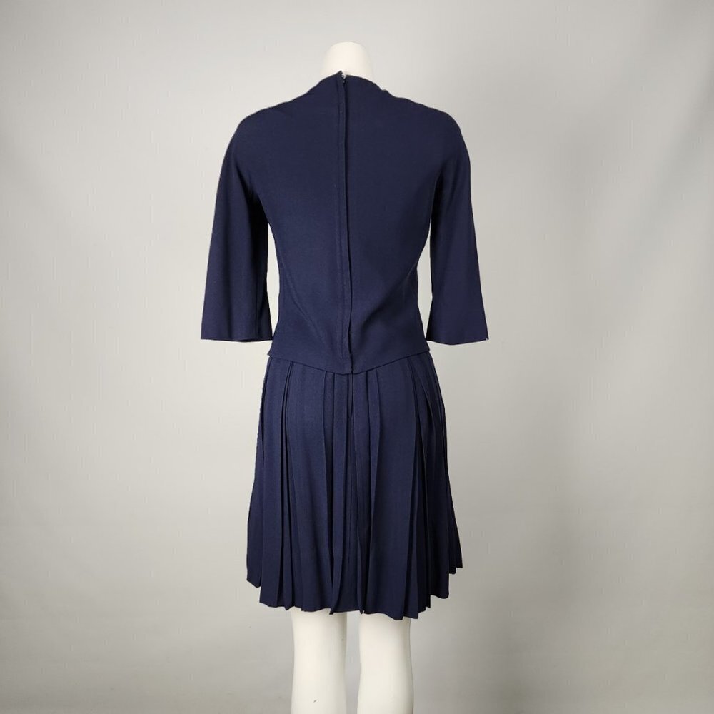 Teal Traina New York 1960s Navy Blue Top & Dress Set Size XS - Picture 8 of 15